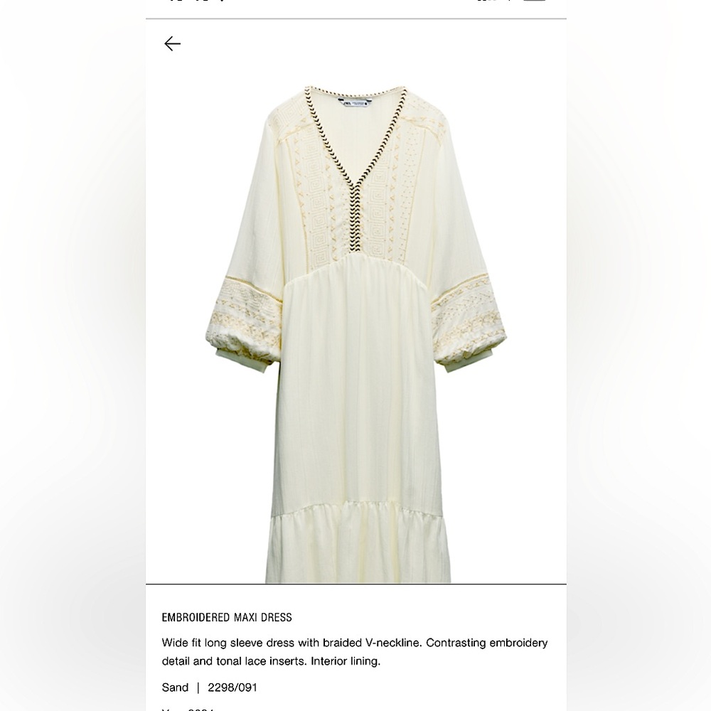 Beautiful flowy Zara dress in a size s, new with tags and never worn